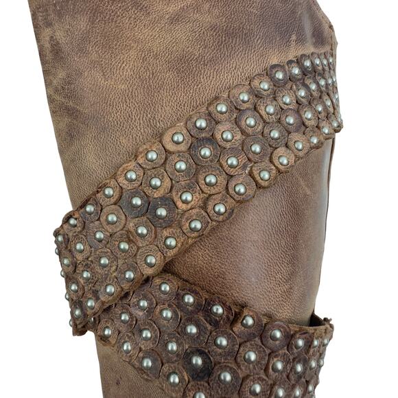 Old Gringo Brown Distressed Leather Silver Stud Detail Western Boots Women's 6.5 - Picture 8 of 11